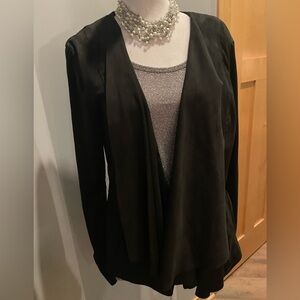 Hutch Black Waterfall Jacket L NWT Faux Suede Open Front Blazer Evening Holiday